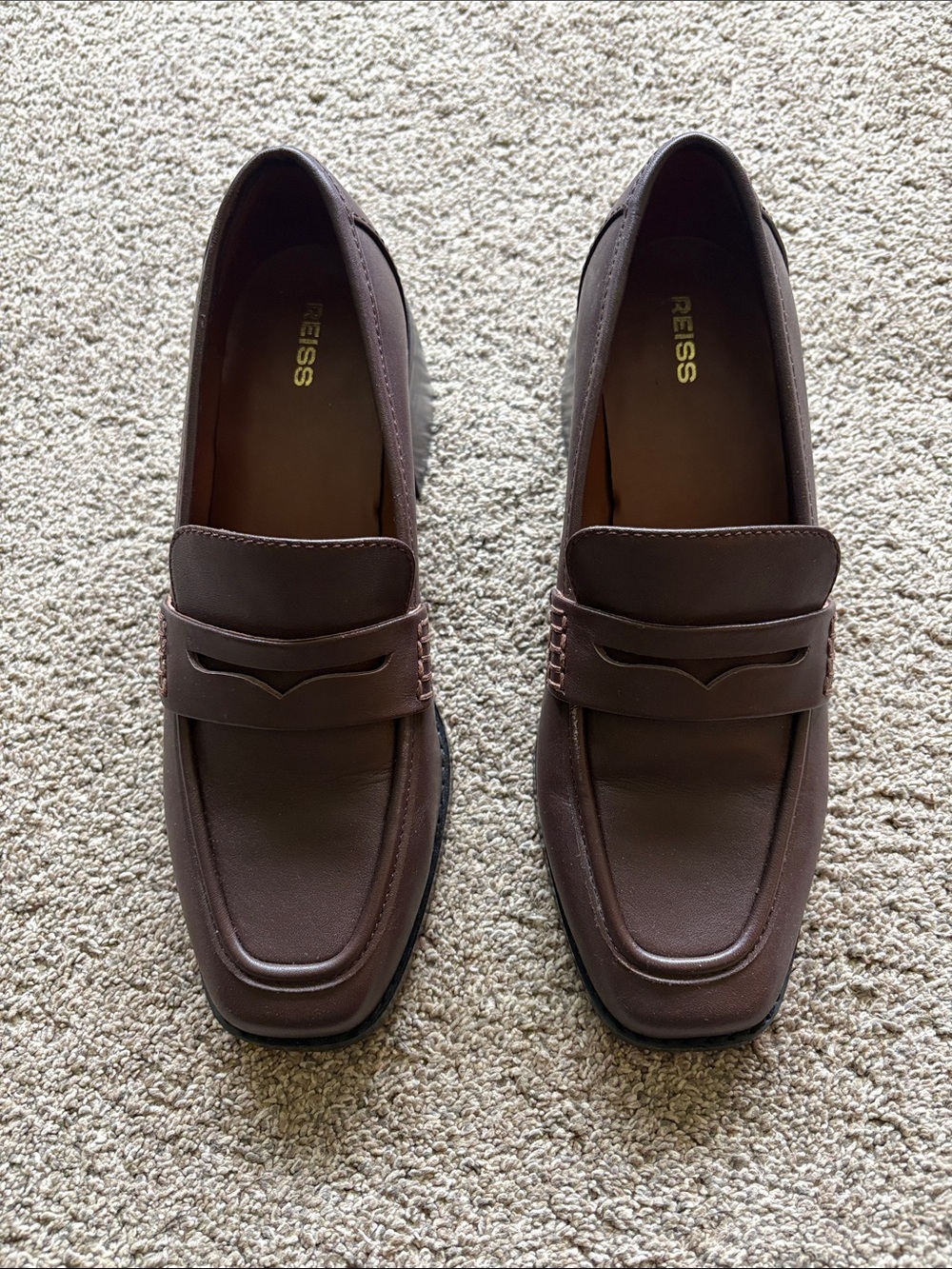 Reiss Heidi Penny Loafer Pump Brown Leather Size 9